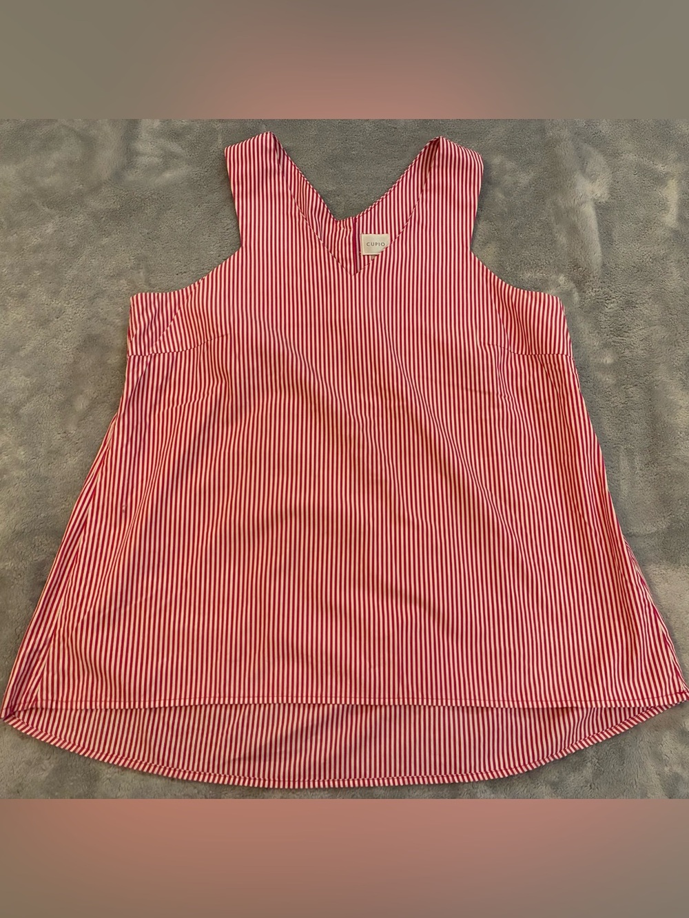 Women’s CUPID Red & White Striped V-Neck Sleeveless Top Size Medium